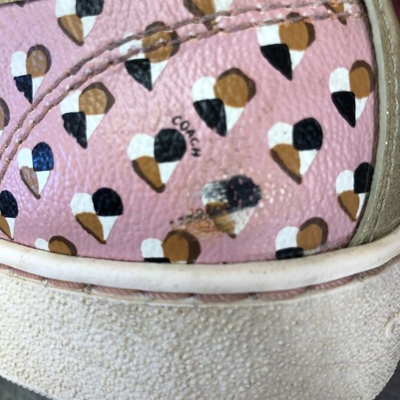 Coach Heart Print Blush Pink Gold Trim Heart Slip On Shoes Size 10B - Picture 12 of 16